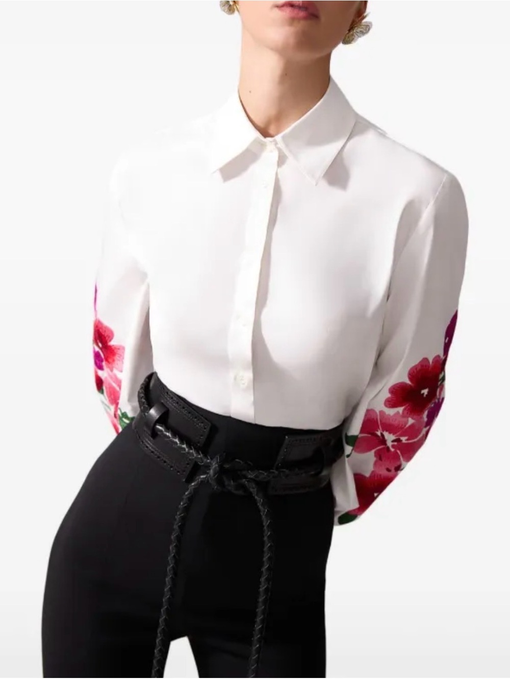 Carolina Herrera White floral Embroidered Blouse shirt Size 10 $2475